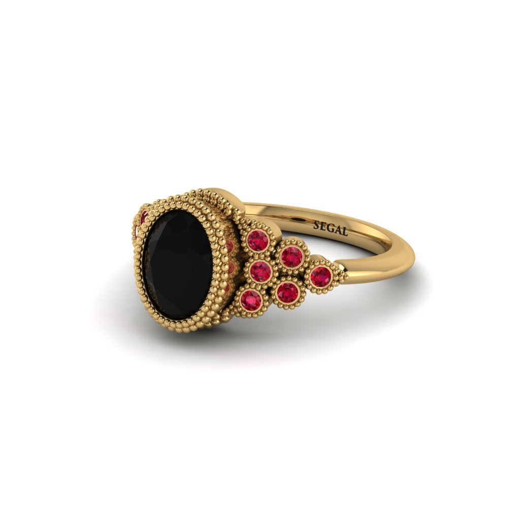 Ruby Milgrain Beaded Bezel Engagement Ring - Stacy No. 52