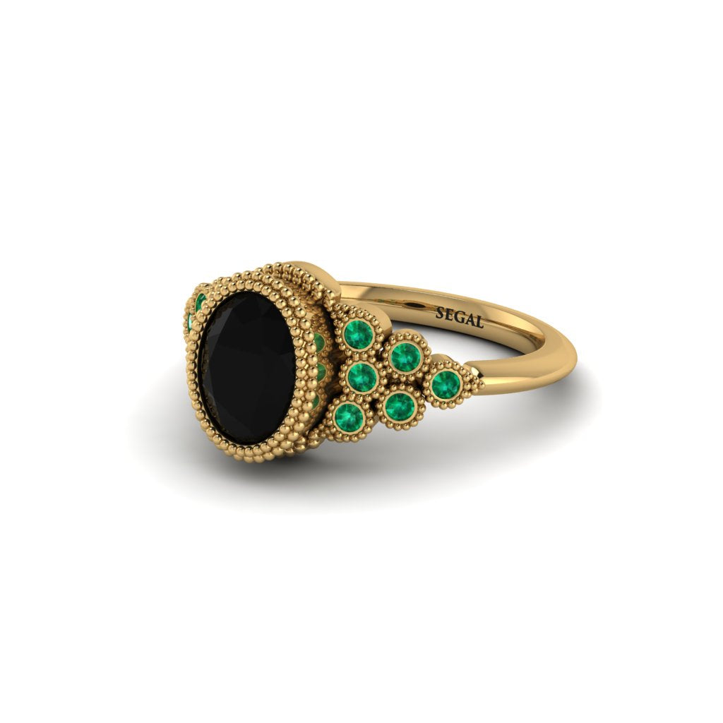 Emerald Milgrain Beaded Bezel Engagement Ring - Stacy No. 22