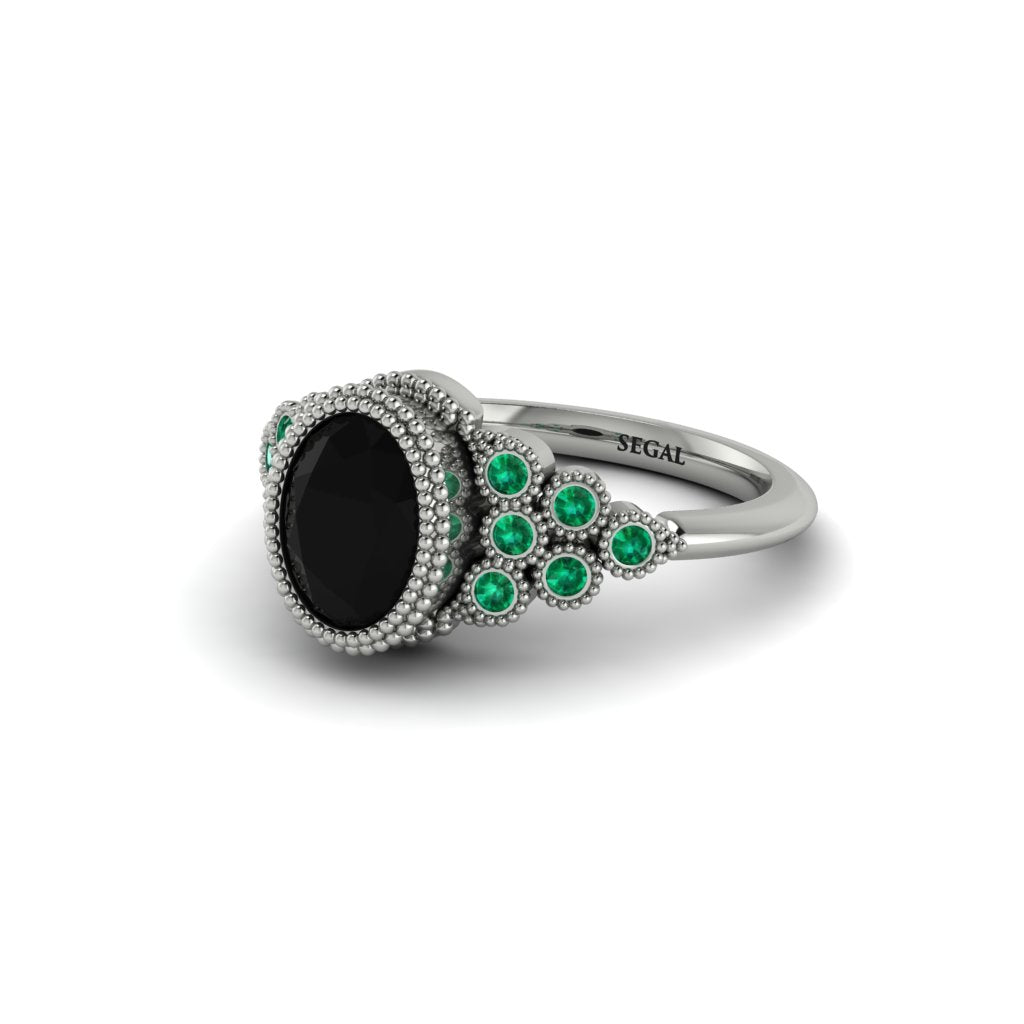 Emerald Milgrain Beaded Bezel Engagement Ring - Stacy No. 24