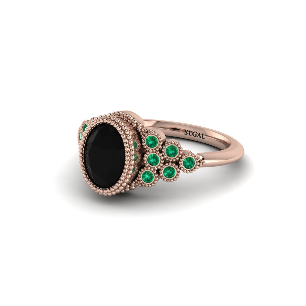 Emerald Milgrain Beaded Bezel Engagement Ring - Stacy No. 23