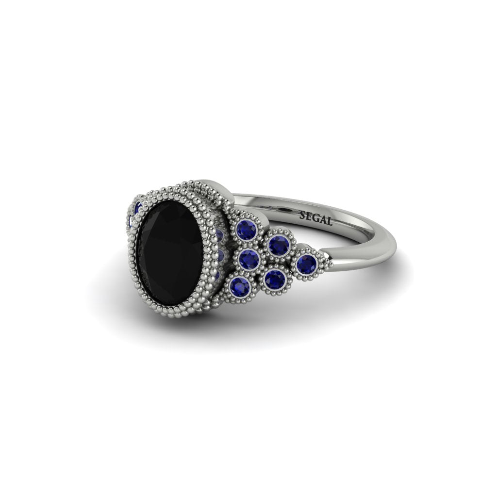 Sapphire Milgrain Beaded Bezel Engagement Ring - Stacy No. 69