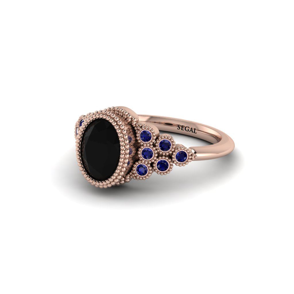 Sapphire Milgrain Beaded Bezel Engagement Ring - Stacy No. 68