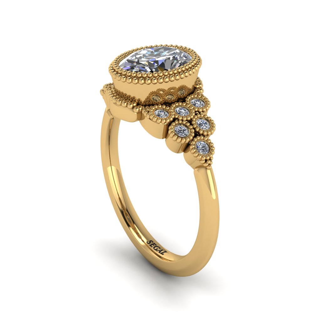Diamond Milgrain Beaded Bezel Engagement Ring - Stacy No. 1