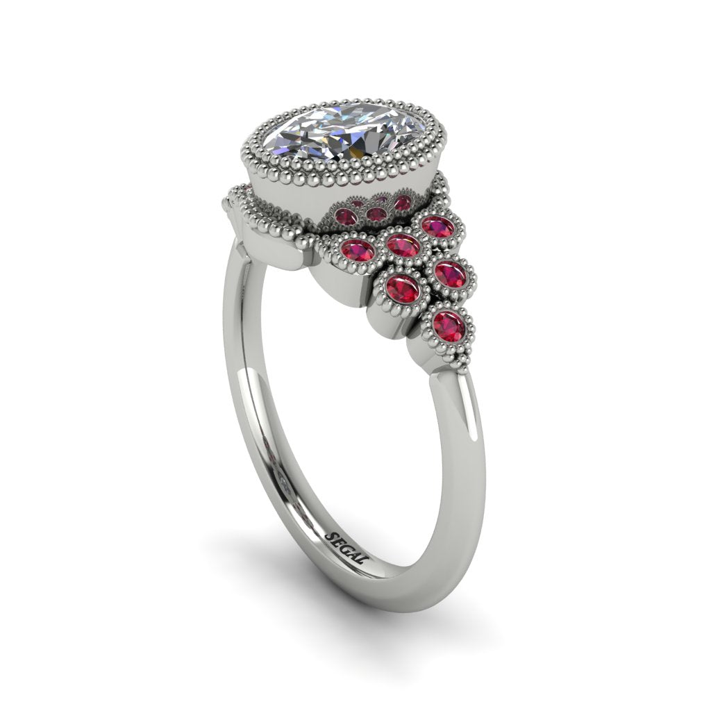 Ruby Milgrain Beaded Bezel Engagement Ring - Stacy No. 48