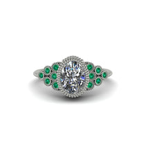 Emerald Milgrain Beaded Bezel Engagement Ring - Stacy No. 18 image 1