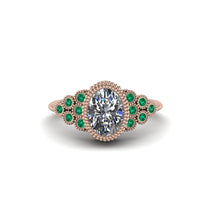 Emerald Milgrain Beaded Bezel Engagement Ring - Stacy No. 17 image 1