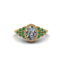 Emerald Milgrain Beaded Bezel Engagement Ring - Stacy No. 16 image 1