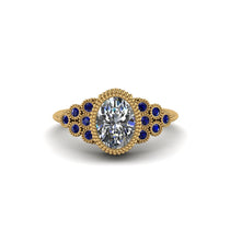 Sapphire Milgrain Beaded Bezel Engagement Ring - Stacy No. 61 image 1