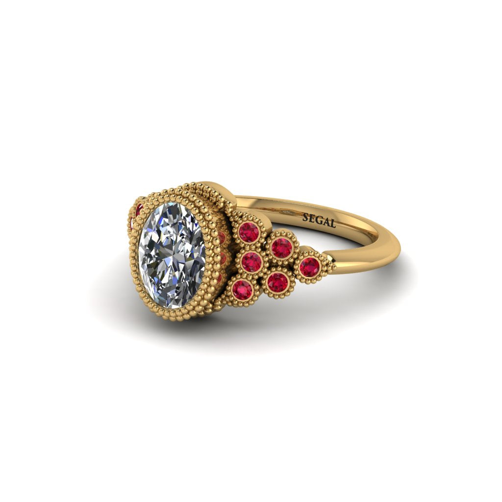 Ruby Milgrain Beaded Bezel Engagement Ring - Stacy No. 46