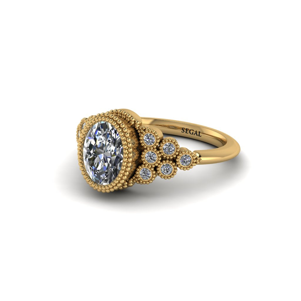 Diamond Milgrain Beaded Bezel Engagement Ring - Stacy No. 1