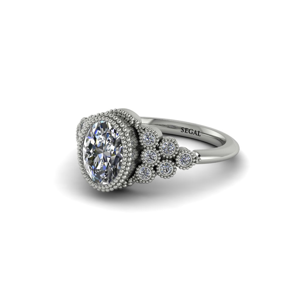 Diamond Milgrain Beaded Bezel Engagement Ring - Stacy No. 3
