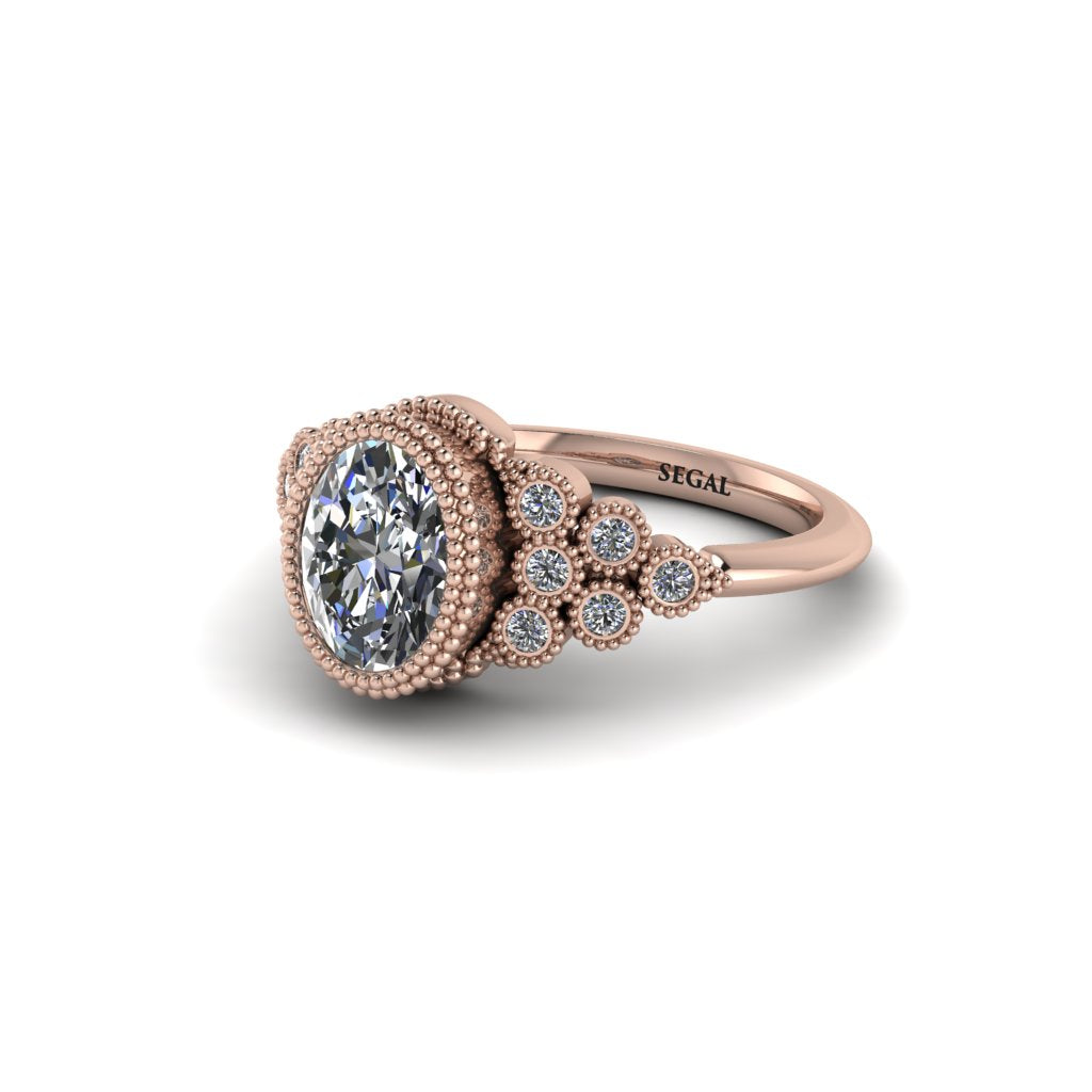 Diamond Milgrain Beaded Bezel Engagement Ring - Stacy No. 2