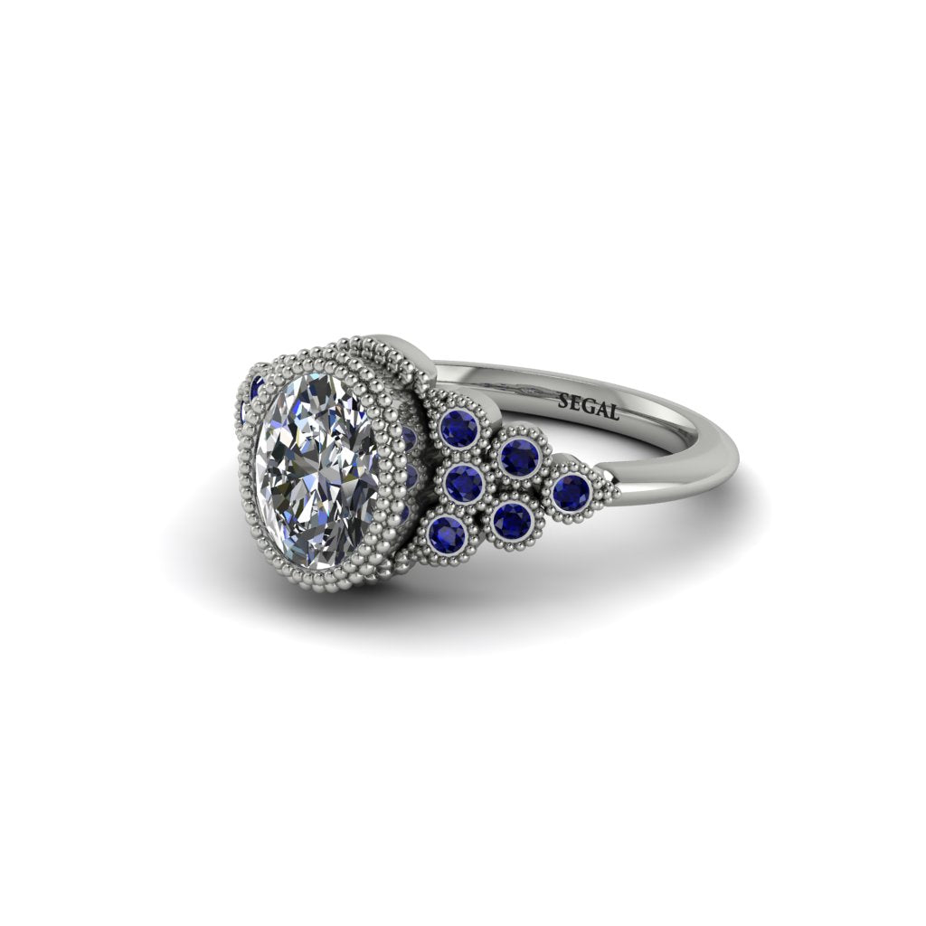 Sapphire Milgrain Beaded Bezel Engagement Ring - Stacy No. 63
