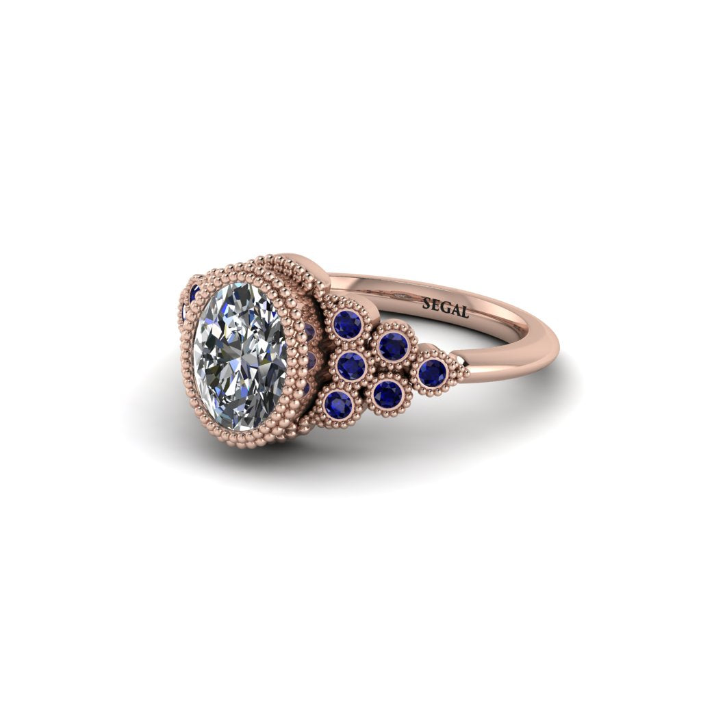 Sapphire Milgrain Beaded Bezel Engagement Ring - Stacy No. 62