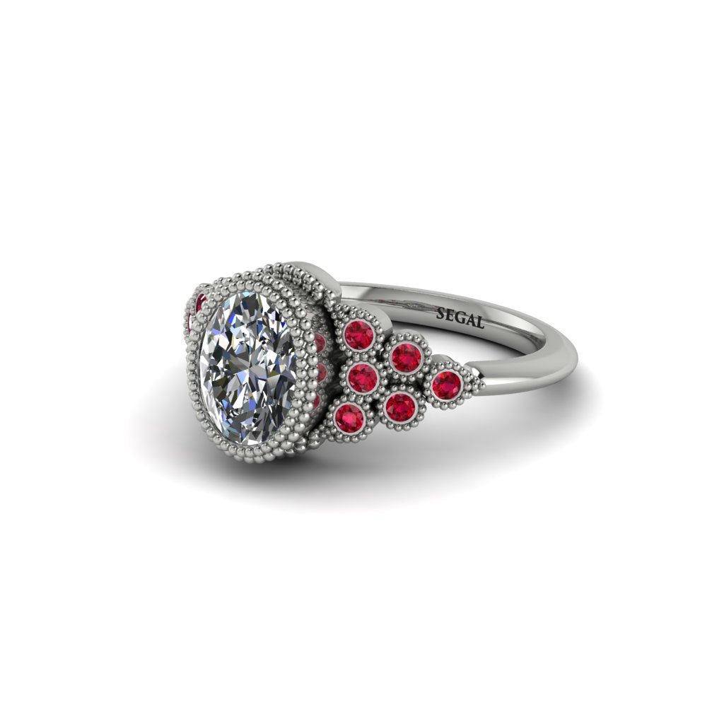 Ruby Milgrain Beaded Bezel Engagement Ring - Stacy No. 48
