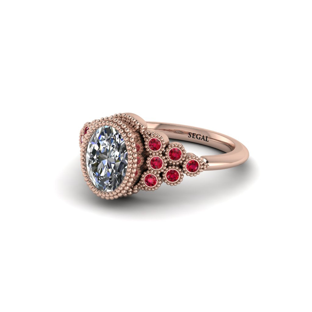 Ruby Milgrain Beaded Bezel Engagement Ring - Stacy No. 47
