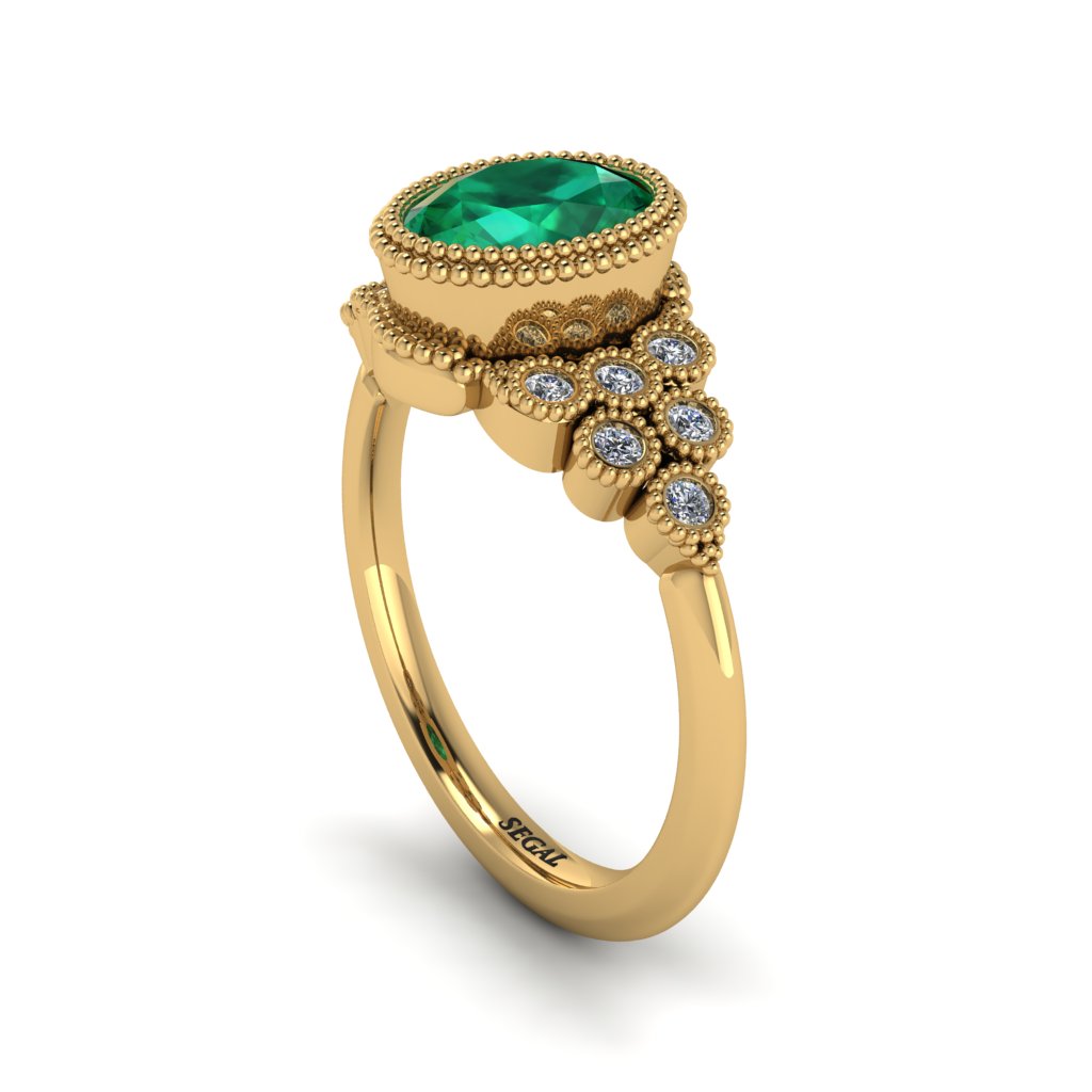 Diamond Milgrain Beaded Bezel Engagement Ring - Stacy No. 4