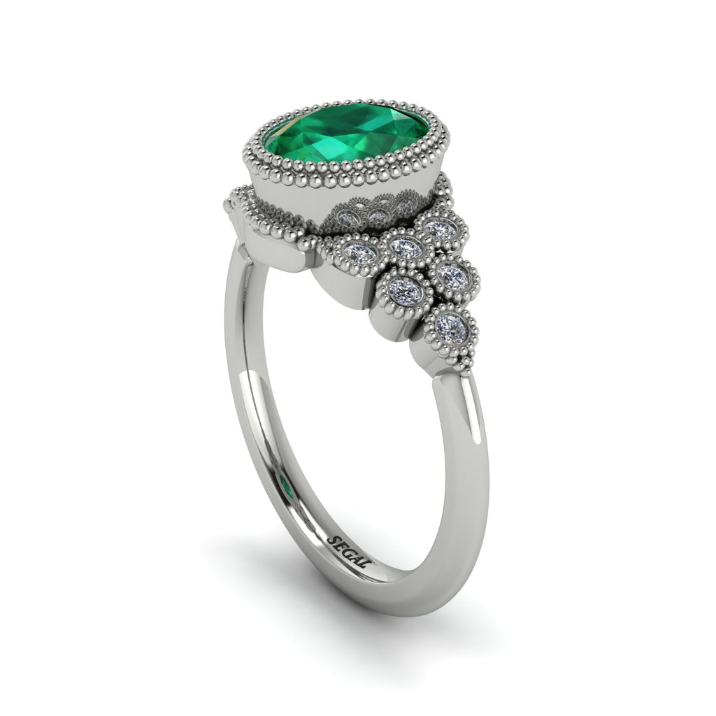 Diamond Milgrain Beaded Bezel Engagement Ring - Stacy No. 6