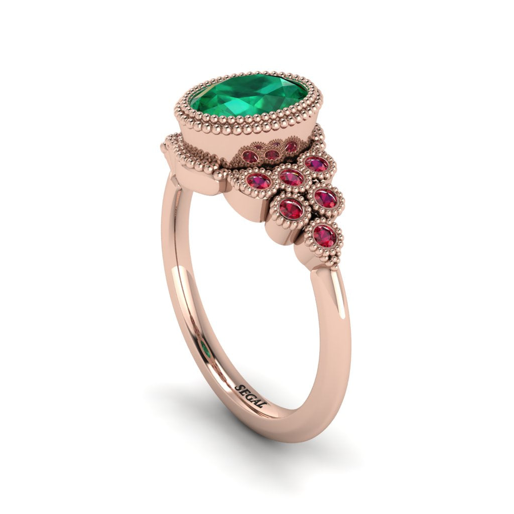 Ruby Milgrain Beaded Bezel Engagement Ring - Stacy No. 50