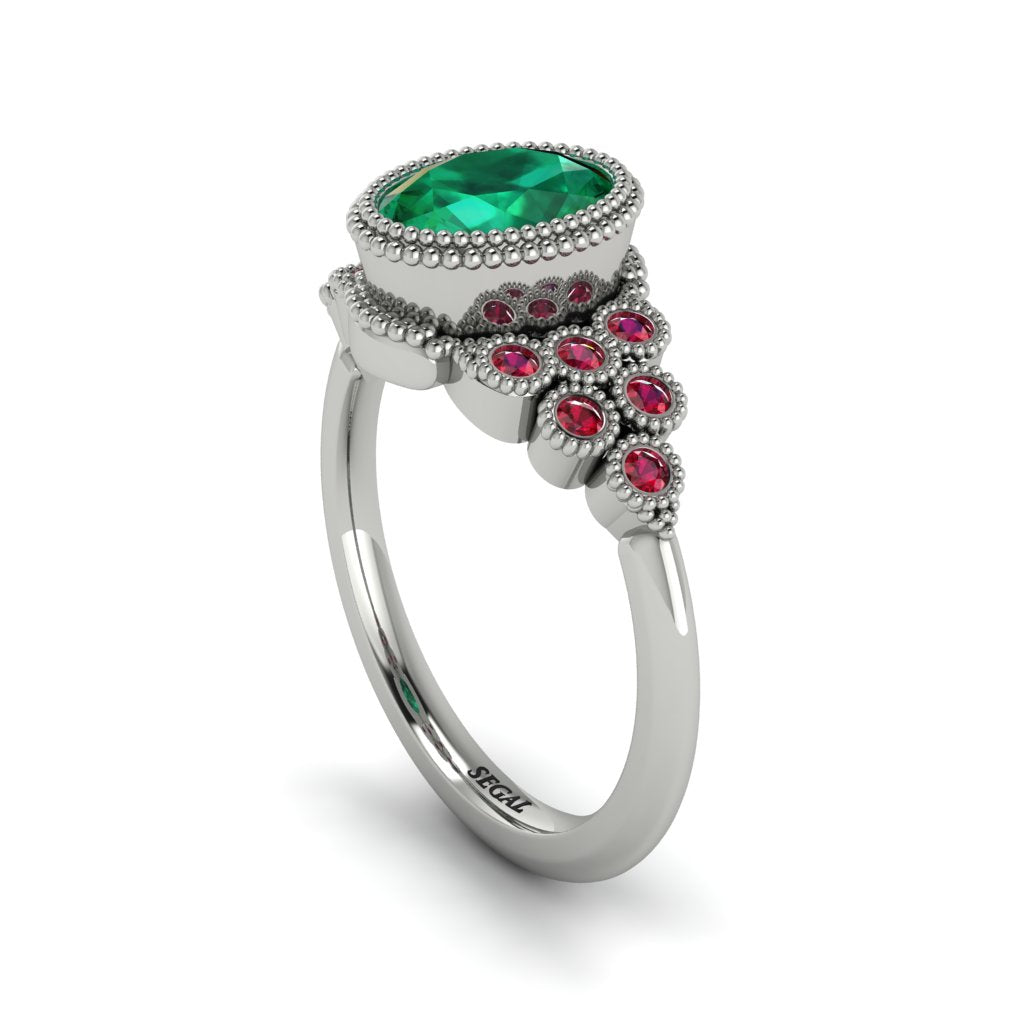 Ruby Milgrain Beaded Bezel Engagement Ring - Stacy No. 51