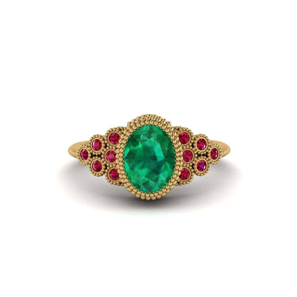 Ruby Milgrain Beaded Bezel Engagement Ring - Stacy No. 49