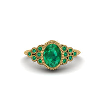 Emerald Milgrain Beaded Bezel Engagement Ring - Stacy No. 19 image 1