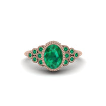 Emerald Milgrain Beaded Bezel Engagement Ring - Stacy No. 20 image 1