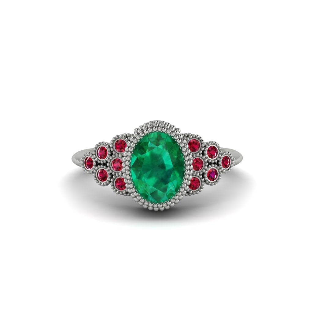 Ruby Milgrain Beaded Bezel Engagement Ring - Stacy No. 51