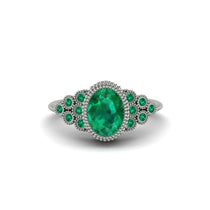 Emerald Milgrain Beaded Bezel Engagement Ring - Stacy No. 21 image 1