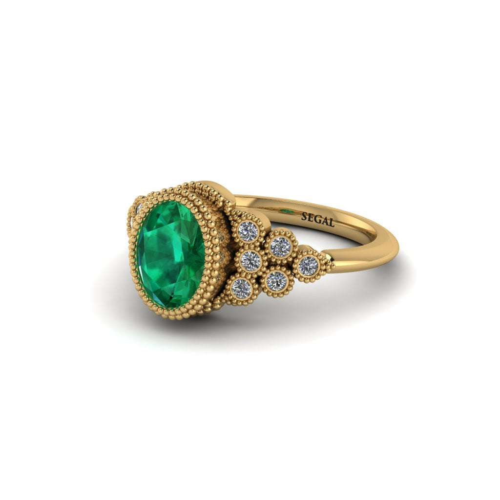 Diamond Milgrain Beaded Bezel Engagement Ring - Stacy No. 4