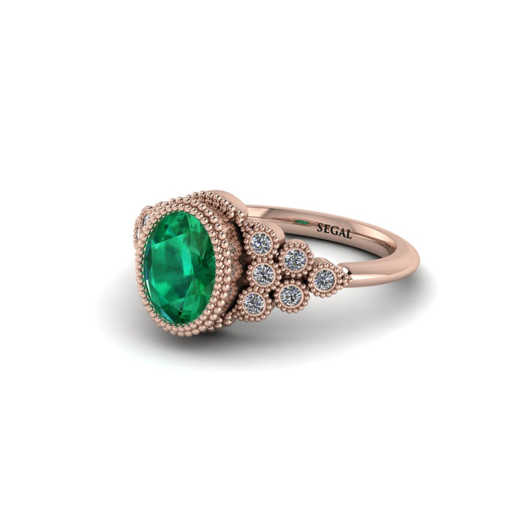 Diamond Milgrain Beaded Bezel Engagement Ring - Stacy No. 5