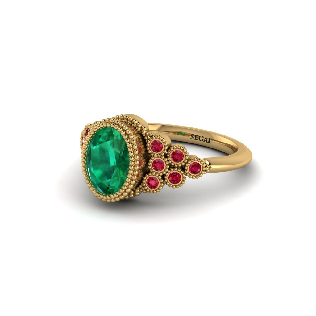Ruby Milgrain Beaded Bezel Engagement Ring - Stacy No. 49