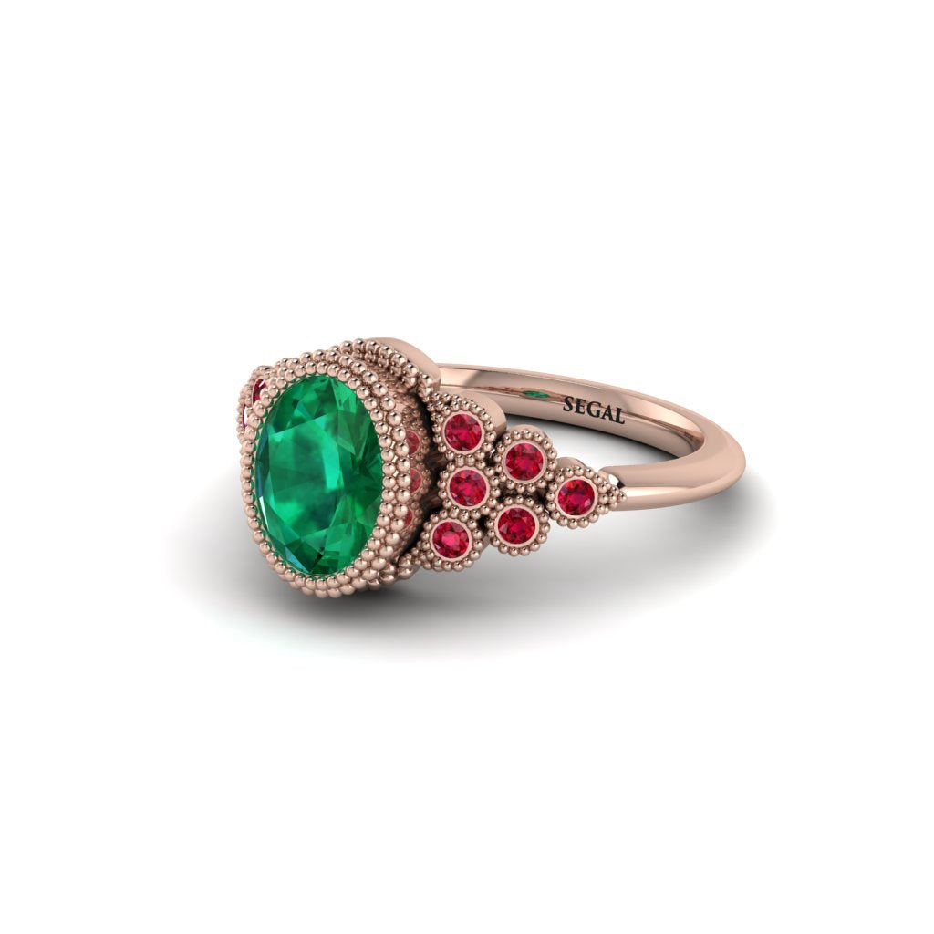 Ruby Milgrain Beaded Bezel Engagement Ring - Stacy No. 50