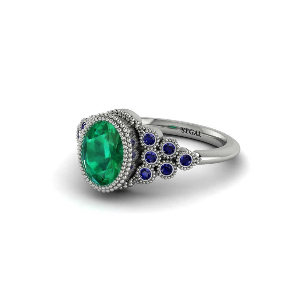Sapphire Milgrain Beaded Bezel Engagement Ring - Stacy No. 66