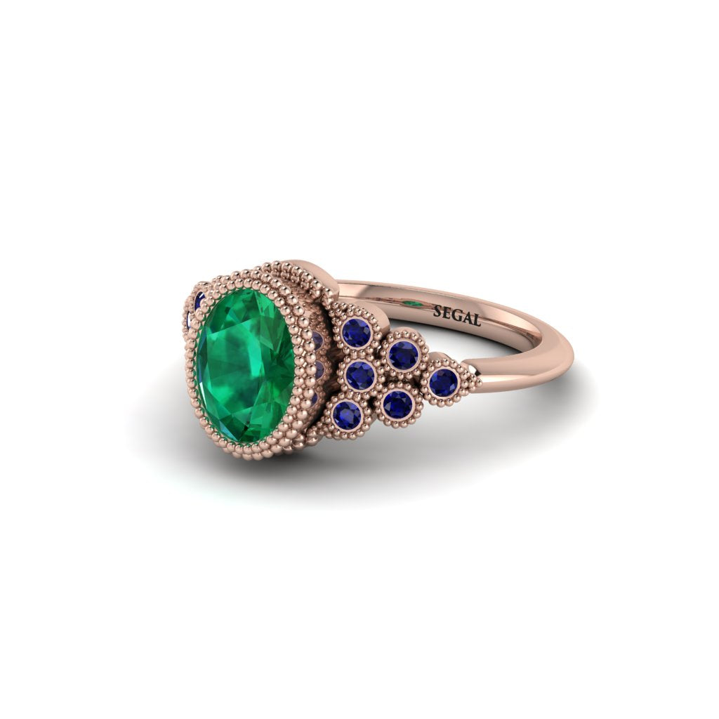 Sapphire Milgrain Beaded Bezel Engagement Ring - Stacy No. 65