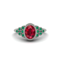 Emerald Milgrain Beaded Bezel Engagement Ring - Stacy No. 27 image 1