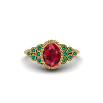 Emerald Milgrain Beaded Bezel Engagement Ring - Stacy No. 25 image 1
