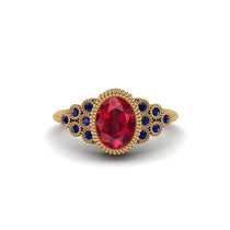 Sapphire Milgrain Beaded Bezel Engagement Ring - Stacy No. 70 image 1