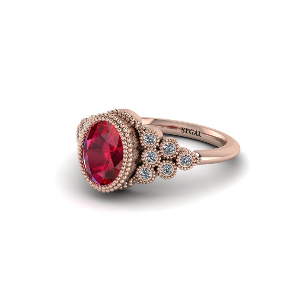 Diamond Milgrain Beaded Bezel Engagement Ring - Stacy No. 11