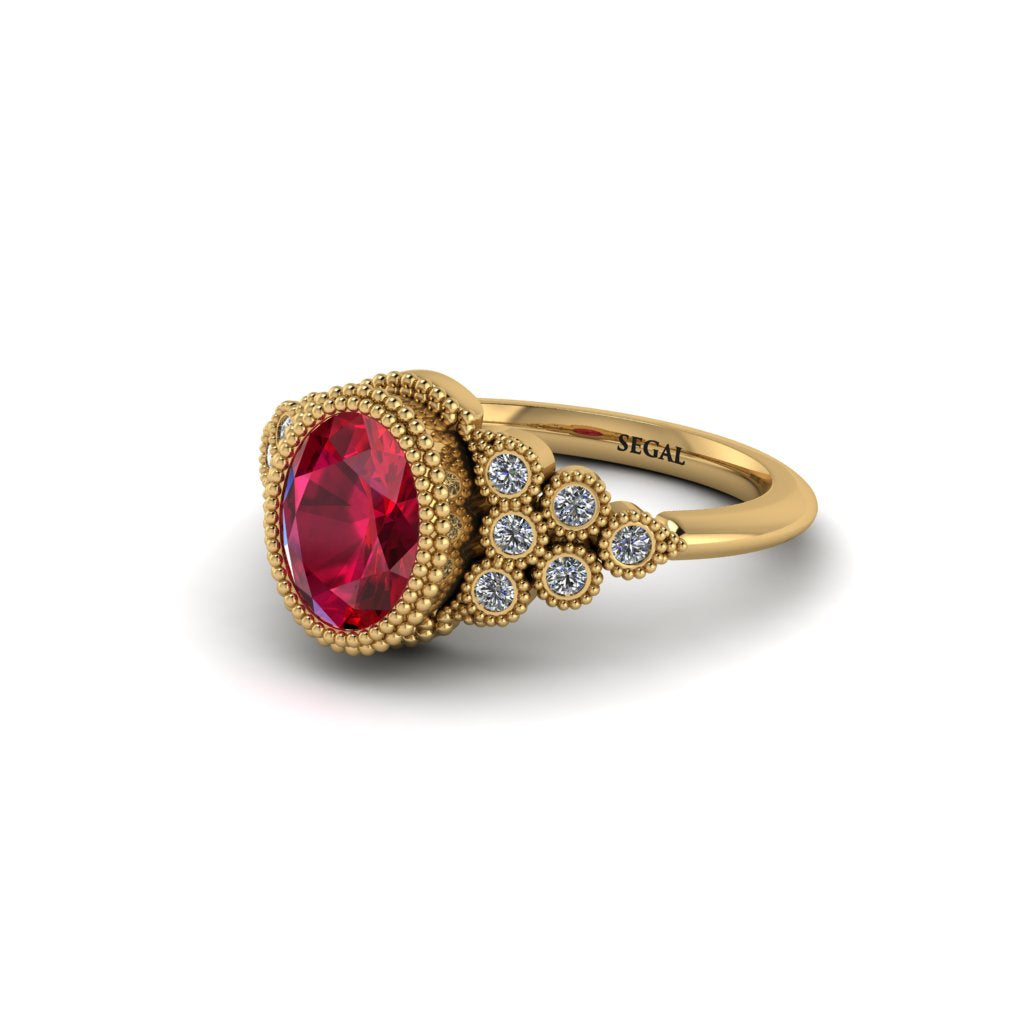 Diamond Milgrain Beaded Bezel Engagement Ring - Stacy No. 10