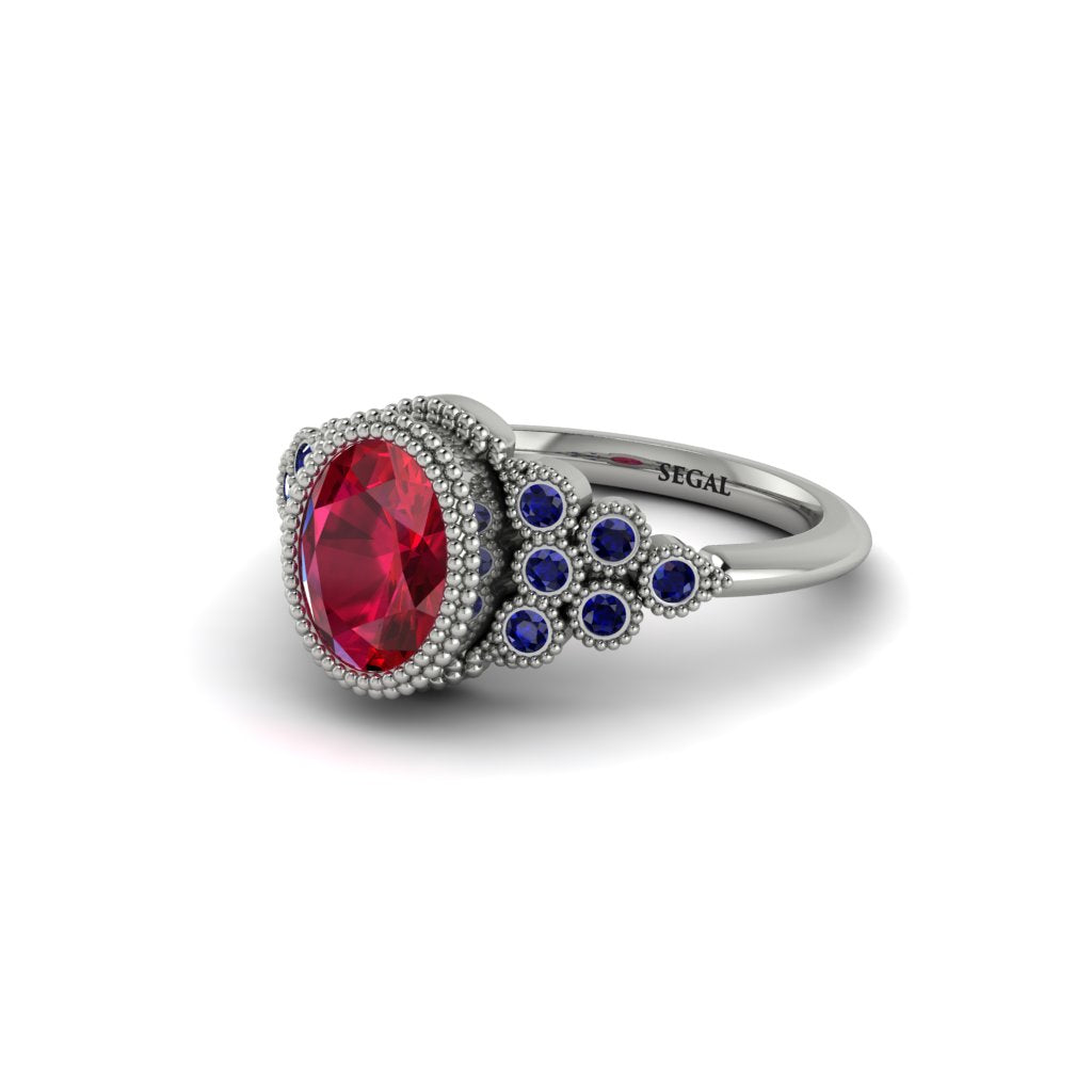 Sapphire Milgrain Beaded Bezel Engagement Ring - Stacy No. 72