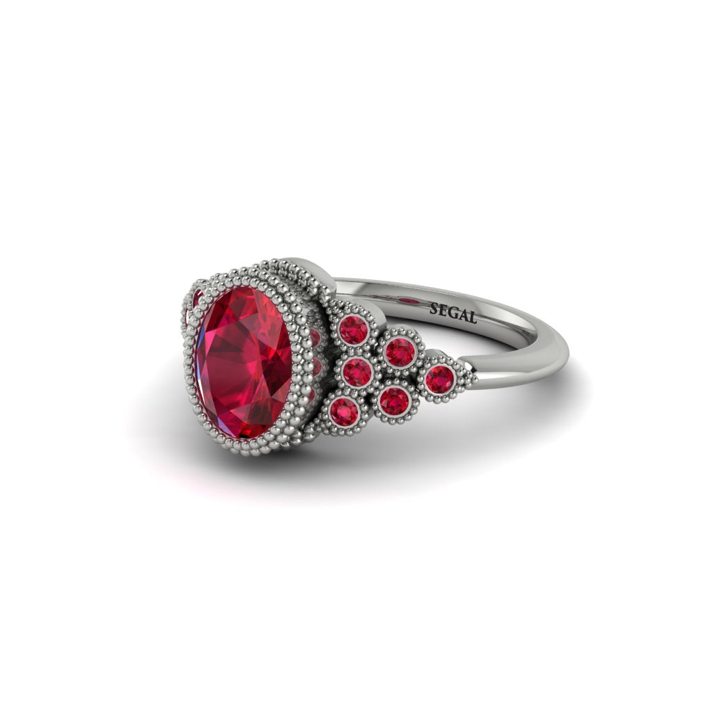 Ruby Milgrain Beaded Bezel Engagement Ring - Stacy No. 57