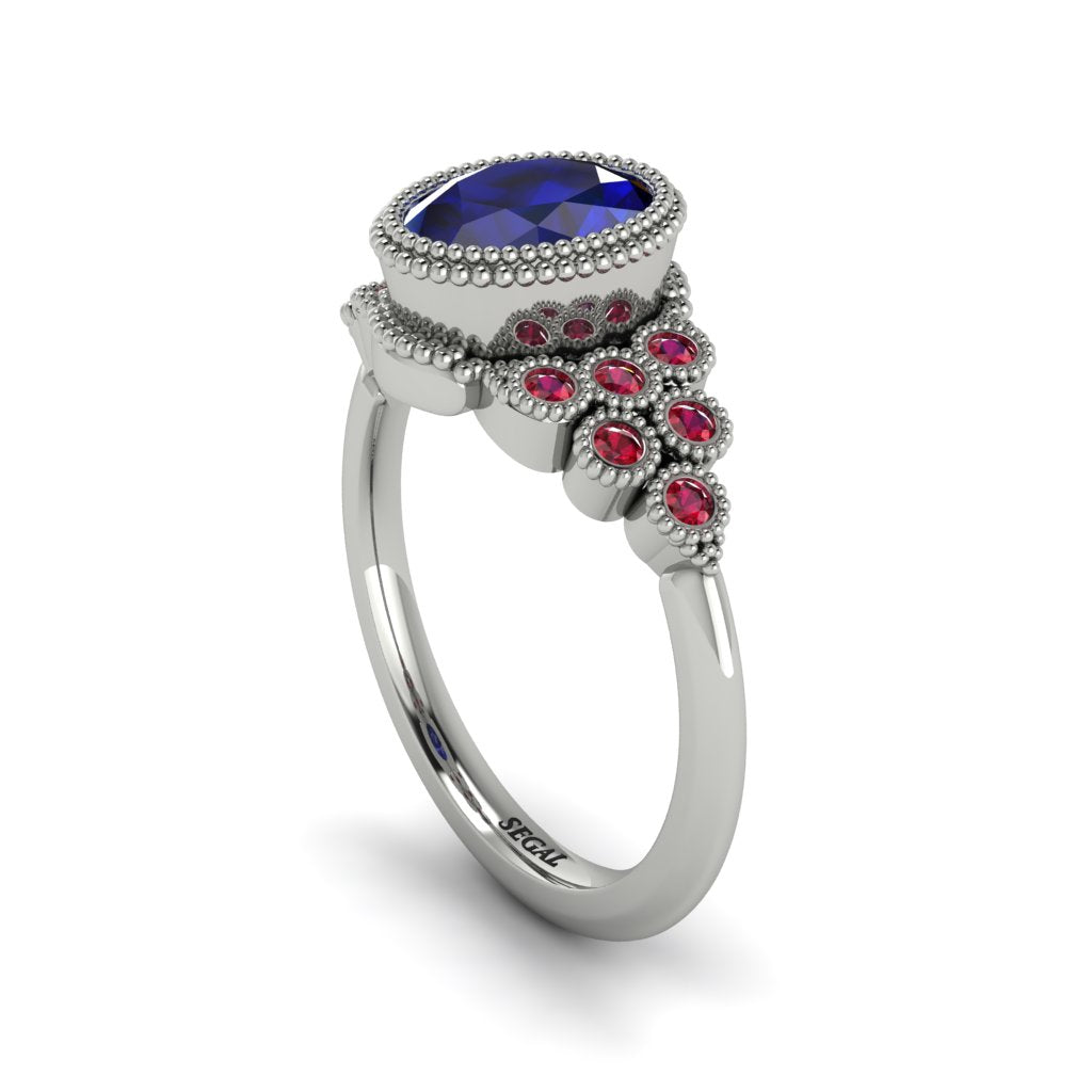 Ruby Milgrain Beaded Bezel Engagement Ring - Stacy No. 60