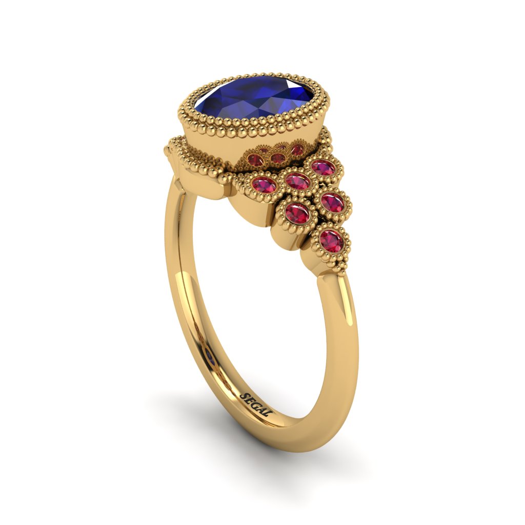 Ruby Milgrain Beaded Bezel Engagement Ring - Stacy No. 58