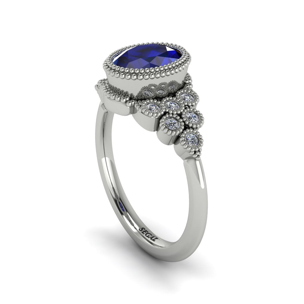 Diamond Milgrain Beaded Bezel Engagement Ring - Stacy No. 15