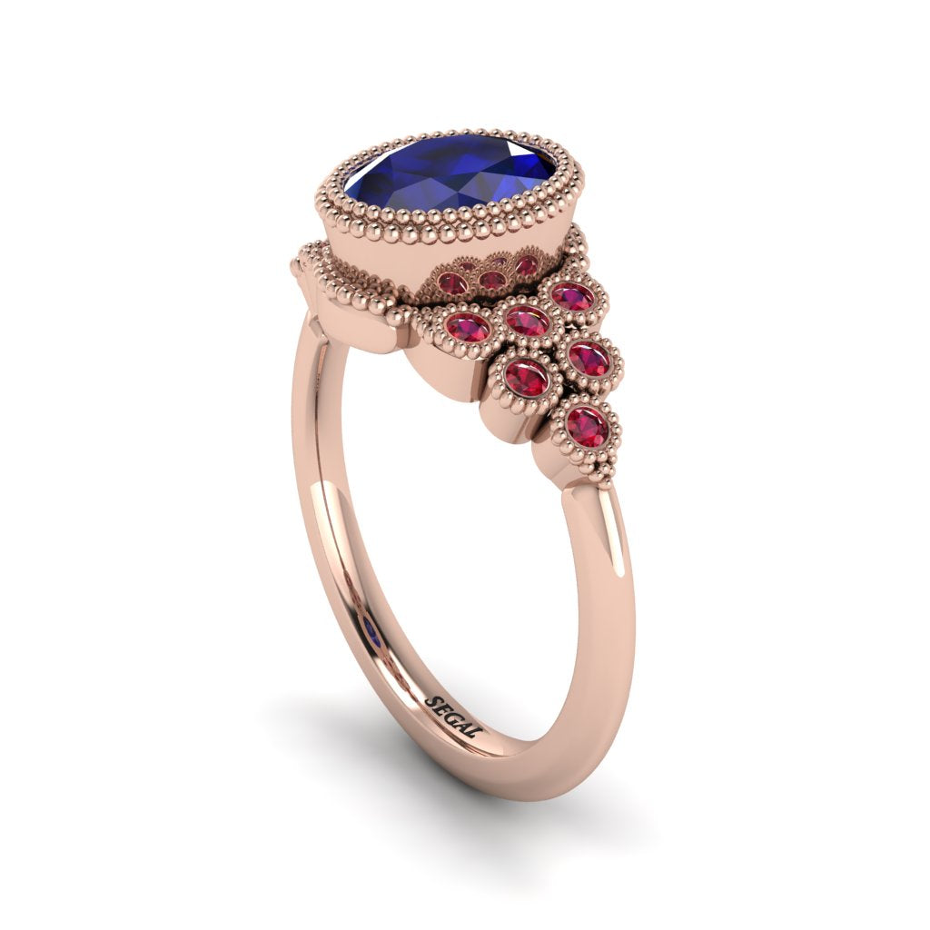 Ruby Milgrain Beaded Bezel Engagement Ring - Stacy No. 59