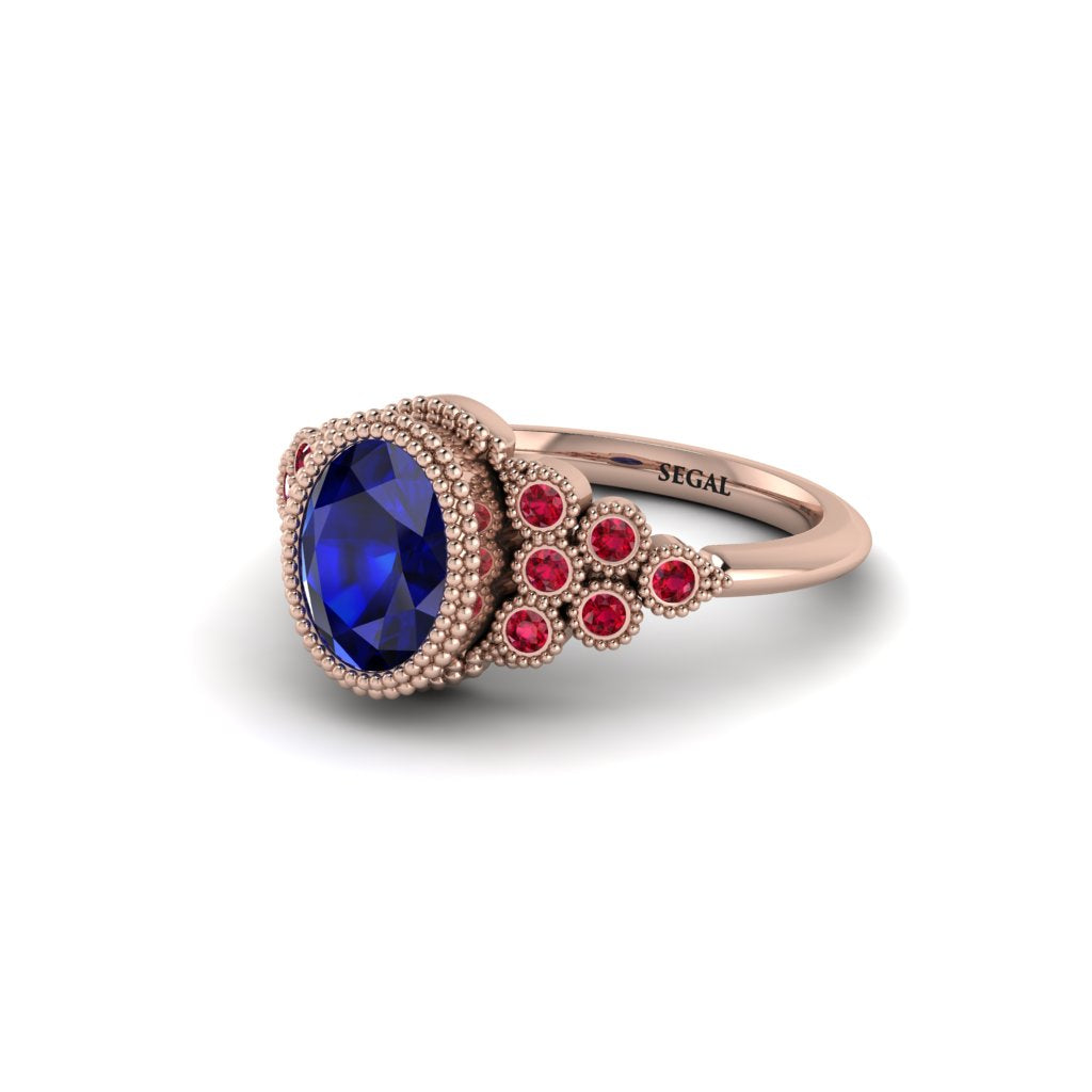 Ruby Milgrain Beaded Bezel Engagement Ring - Stacy No. 59