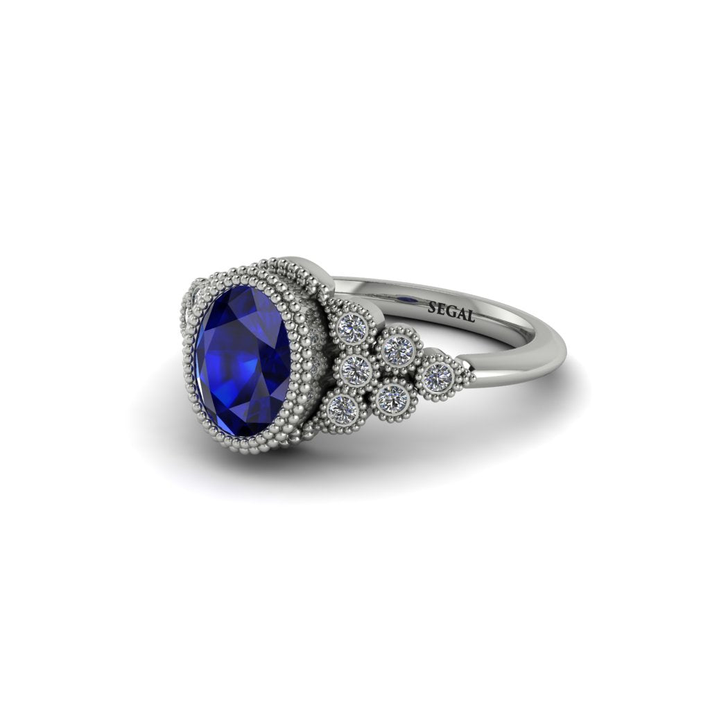 Diamond Milgrain Beaded Bezel Engagement Ring - Stacy No. 15