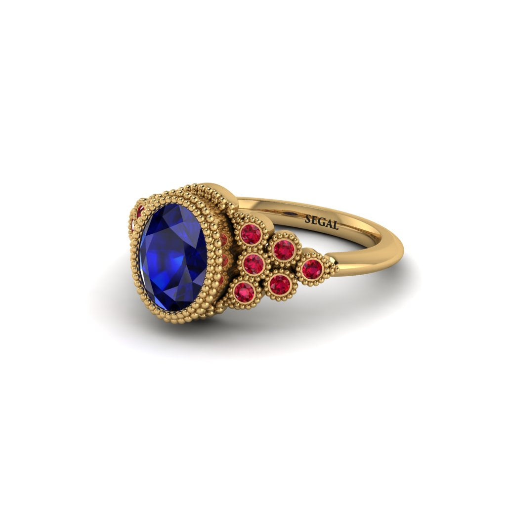 Ruby Milgrain Beaded Bezel Engagement Ring - Stacy No. 58