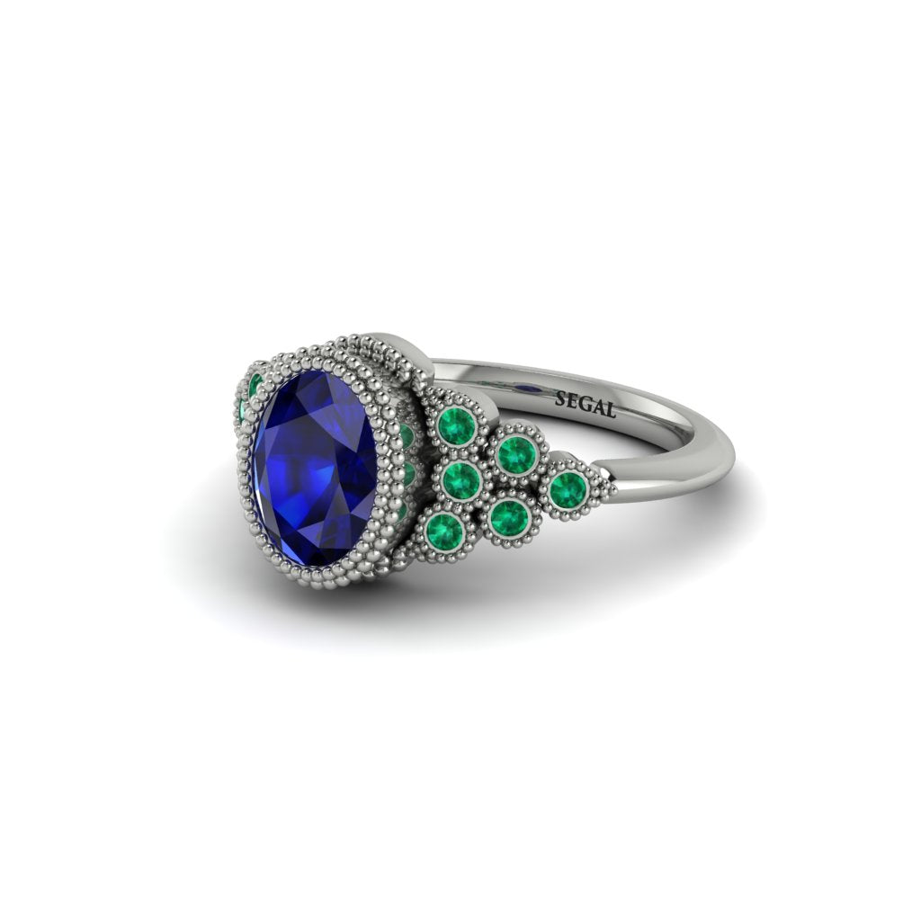 Emerald Milgrain Beaded Bezel Engagement Ring - Stacy No. 30
